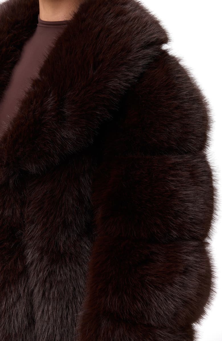 Naked Wardrobe Shawl Lapel Faux Fur Coat, Alternate, color, Dark Chocolate