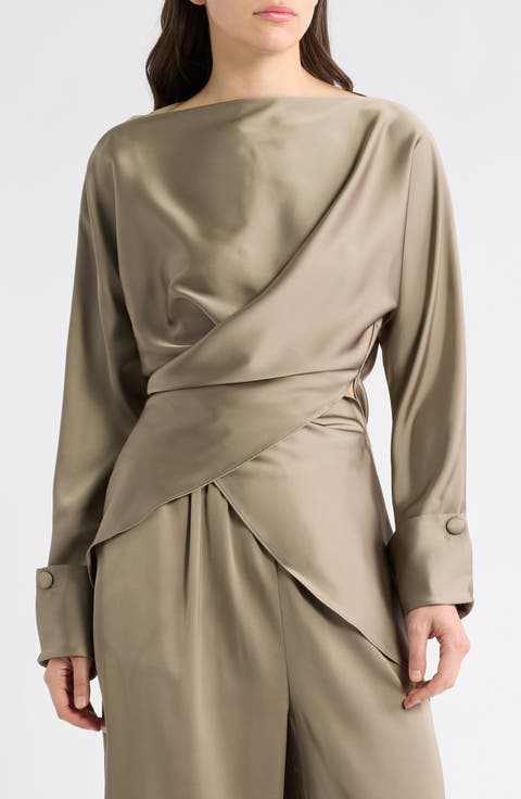 Satin Tie Front Top