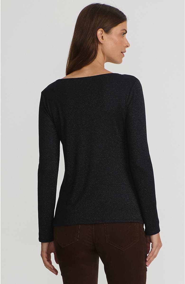 Lands
 End Long Sleeve Rib Square Neck Tee, Alternate, color, Black Shine