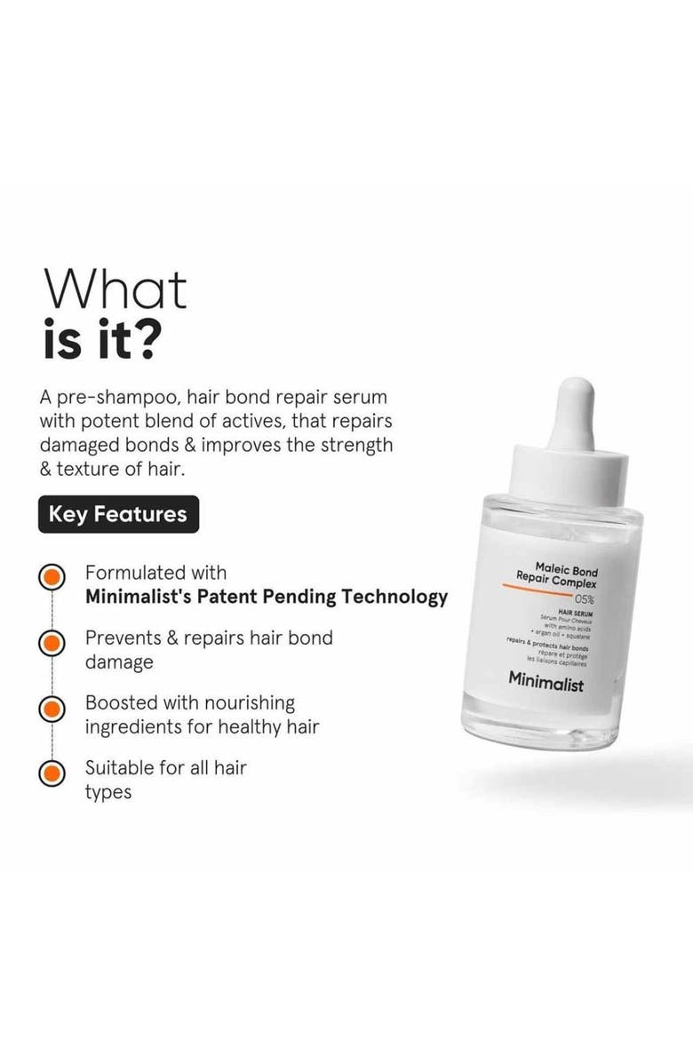 Minimalist Maleic Bond Repair Complex 05% Hair Serum, Alternate, color, 