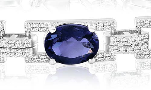 Simona Oval White Topaz Bracelet In Blue