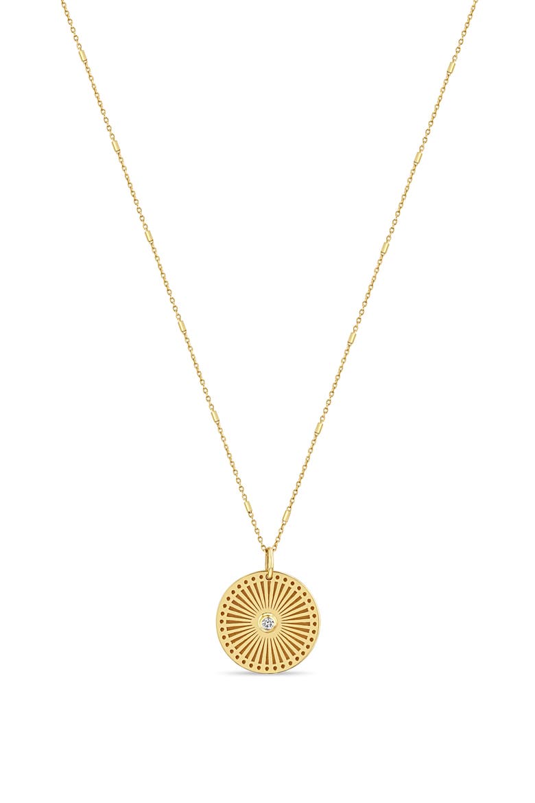 Small Sunbeam Diamond Medallion Charm, Alternate, color, YELLOW GOLD