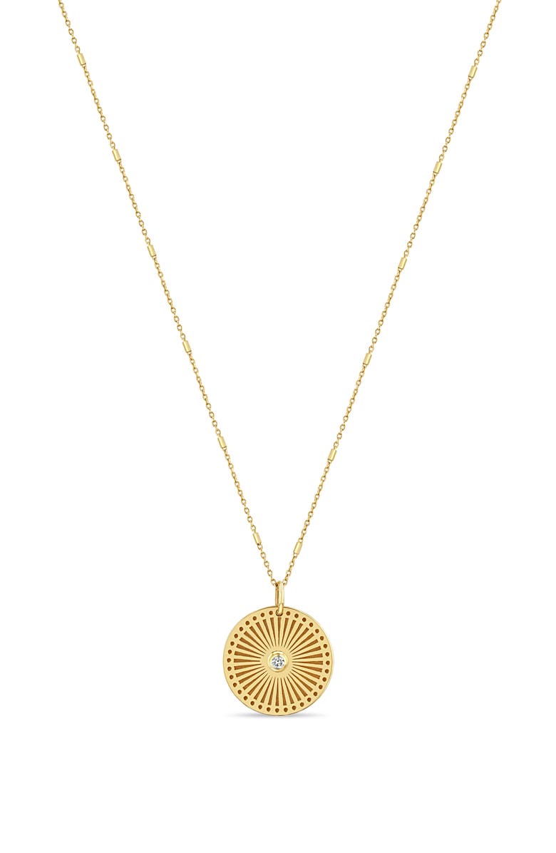 Zoë Chicco Small Sunbeam Diamond Medallion Charm, Alternate, color, Yellow Gold