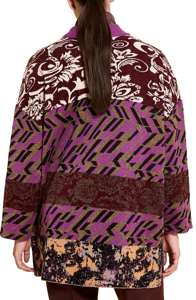 Marina Rinaldi Miranda Metallic Jacquard Cardigan, Alternate, color, 