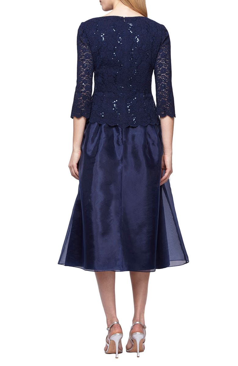 Alex Evenings Mixed Media Fit & Flare Dress, Alternate, color, 