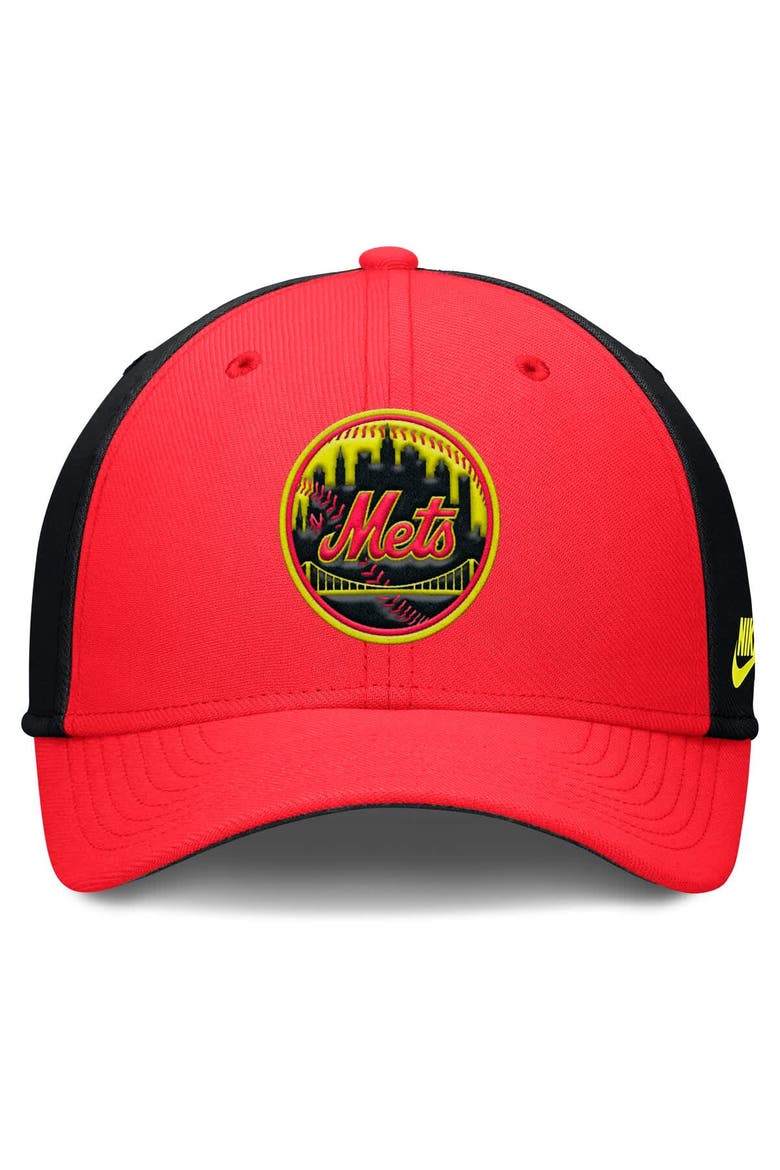 Men's Nike Crimson/Black New York Mets Neon 90s Rise SwooshFlex Hat, Alternate, color, Crimson