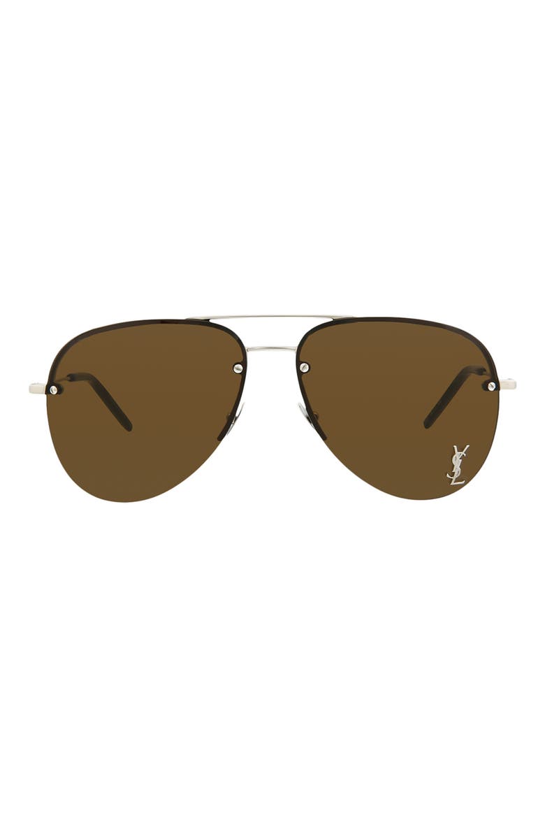 59mm Aviator Sunglasses, Main, color, SHINY SILVER