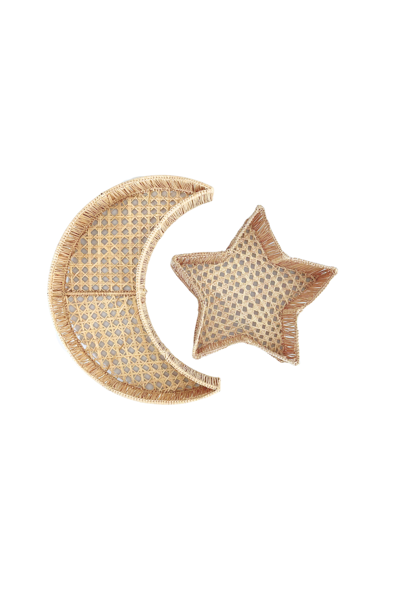 Moon and Star Tray Set, Main, color, Natural
