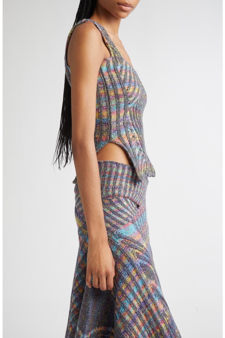 Warrior Corset Mixed Stitch Wool Blend Sweater Tank, Alternate, color, GREY/ RAINBOW