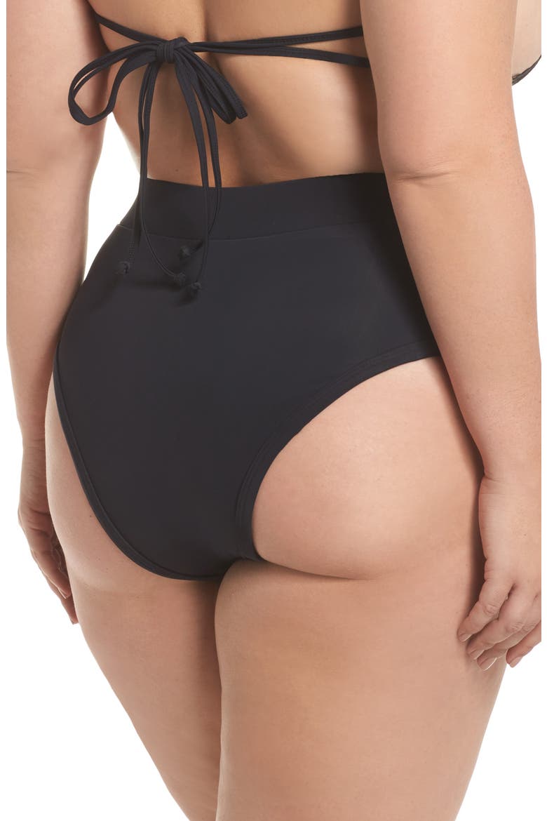 Lover High Waist Bikini Bottoms, Alternate, color, BLACK