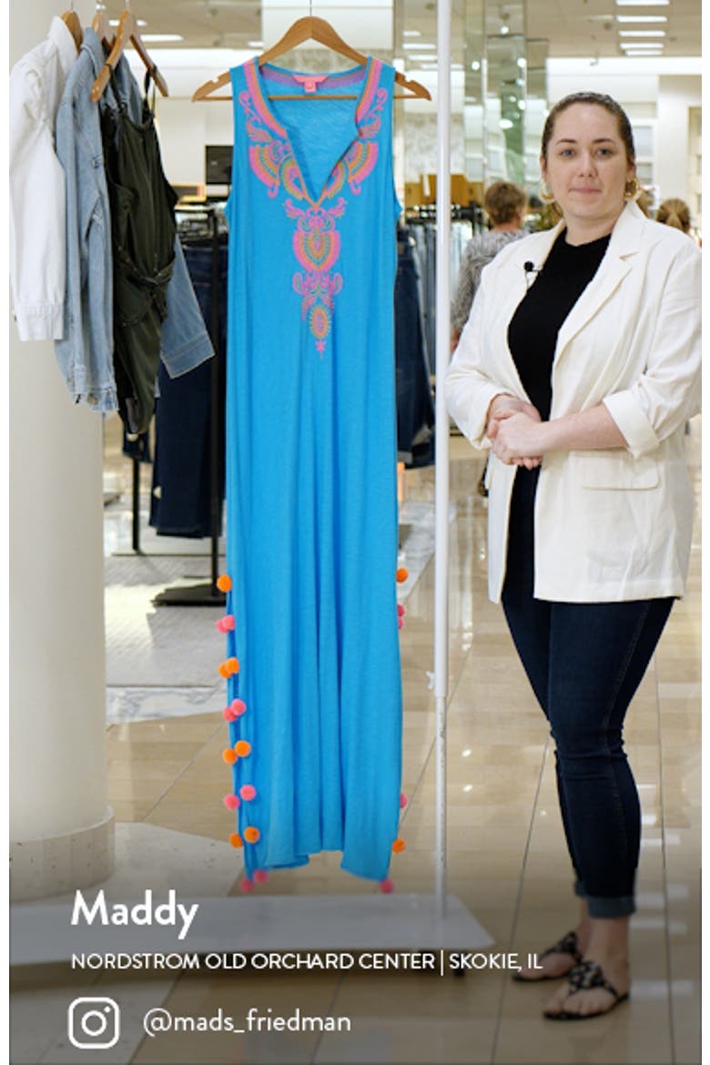 Nolia Embroidered Pompom Cotton Cover-Up Dress video