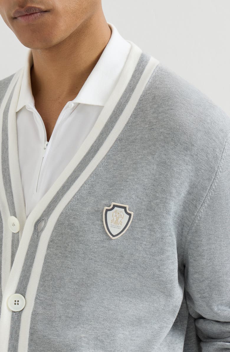 Brunello Cucinelli Cotton cardigan with logo, Alternate, color, Grey