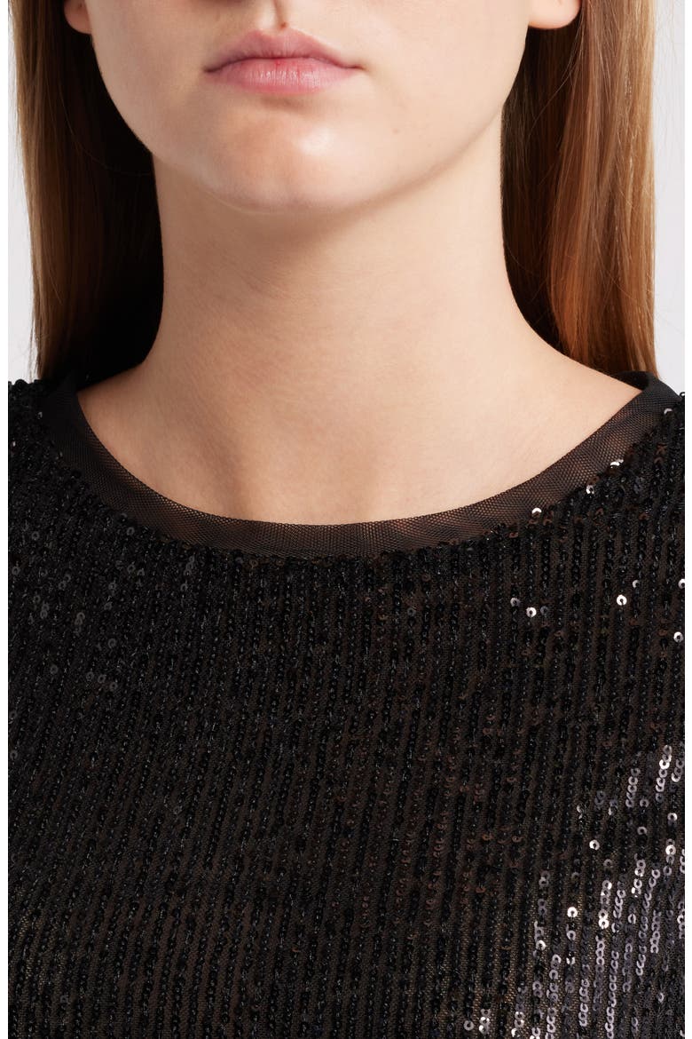 Sequin Mesh T-Shirt, Alternate, color, ANNE BLACK