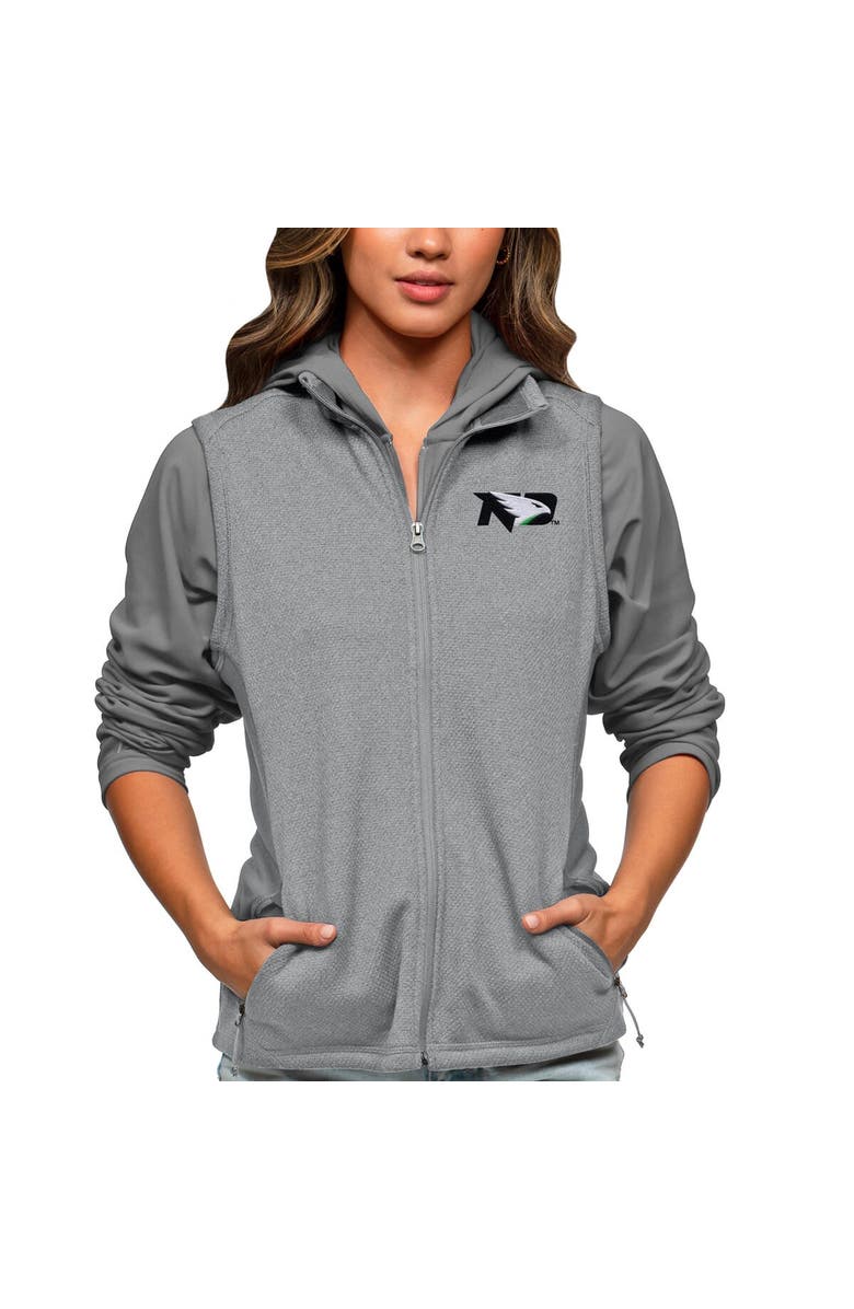 ANTIGUA Women's Antigua Heather Gray North Dakota Course Full-Zip Vest, Main, color, 