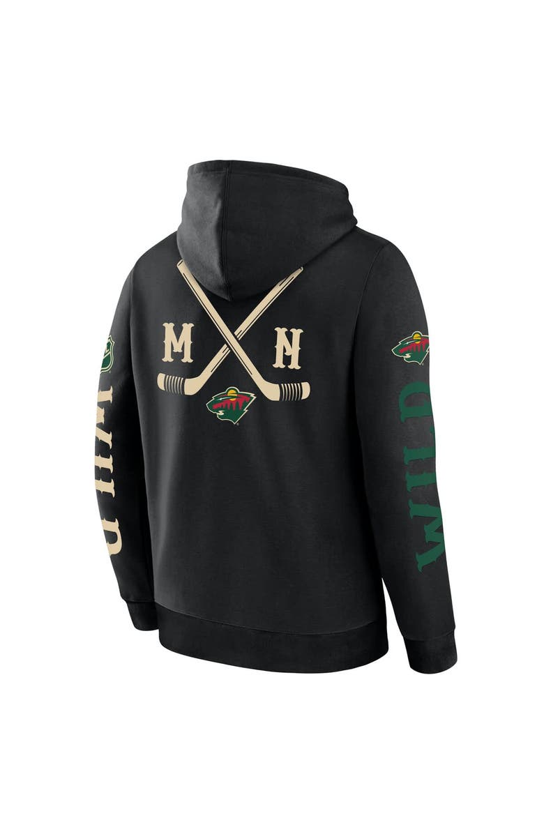 FANATICS Men's Fanatics Black Minnesota Wild Big City Legacy Fleece Pullover Hoodie, Alternate, color,