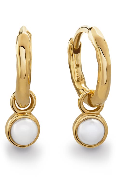 Siren Pearl Charm Huggie Hoop Earrings