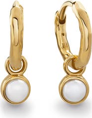 Monica Vinader MV Siren™ Pearl Charm Huggie Hoop Earrings