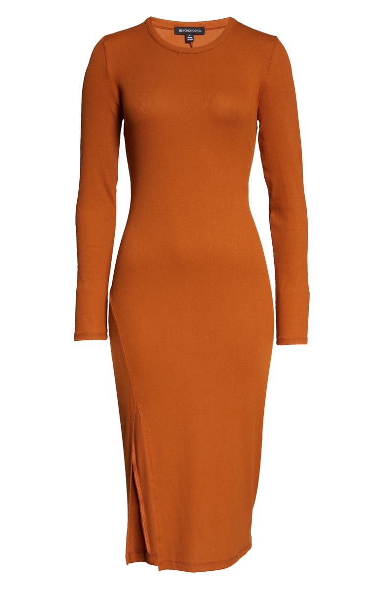 Beyond Yoga Day to Night Long Sleeve Knit Midi Dress, Alternate, color, Clove Brown