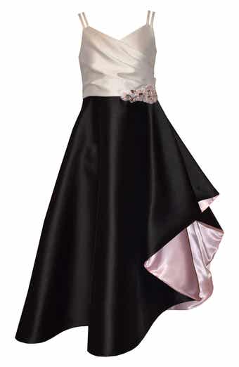 Kids' Cascade High-Low Satin Party Dress
