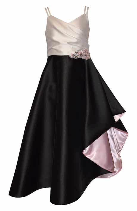 Kids' Cascade High-Low Satin Party Dress