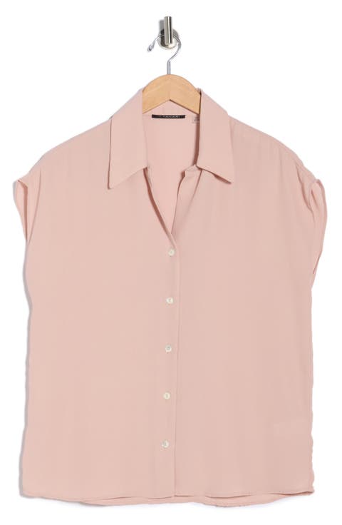 Cap Sleeve Button-Up Shirt
