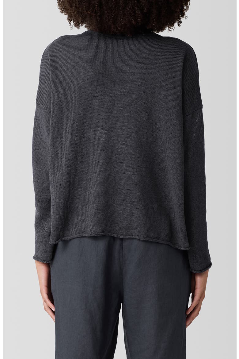 Crewneck Organic Linen & Organic Cotton Sweater, Alternate, color, EBONY