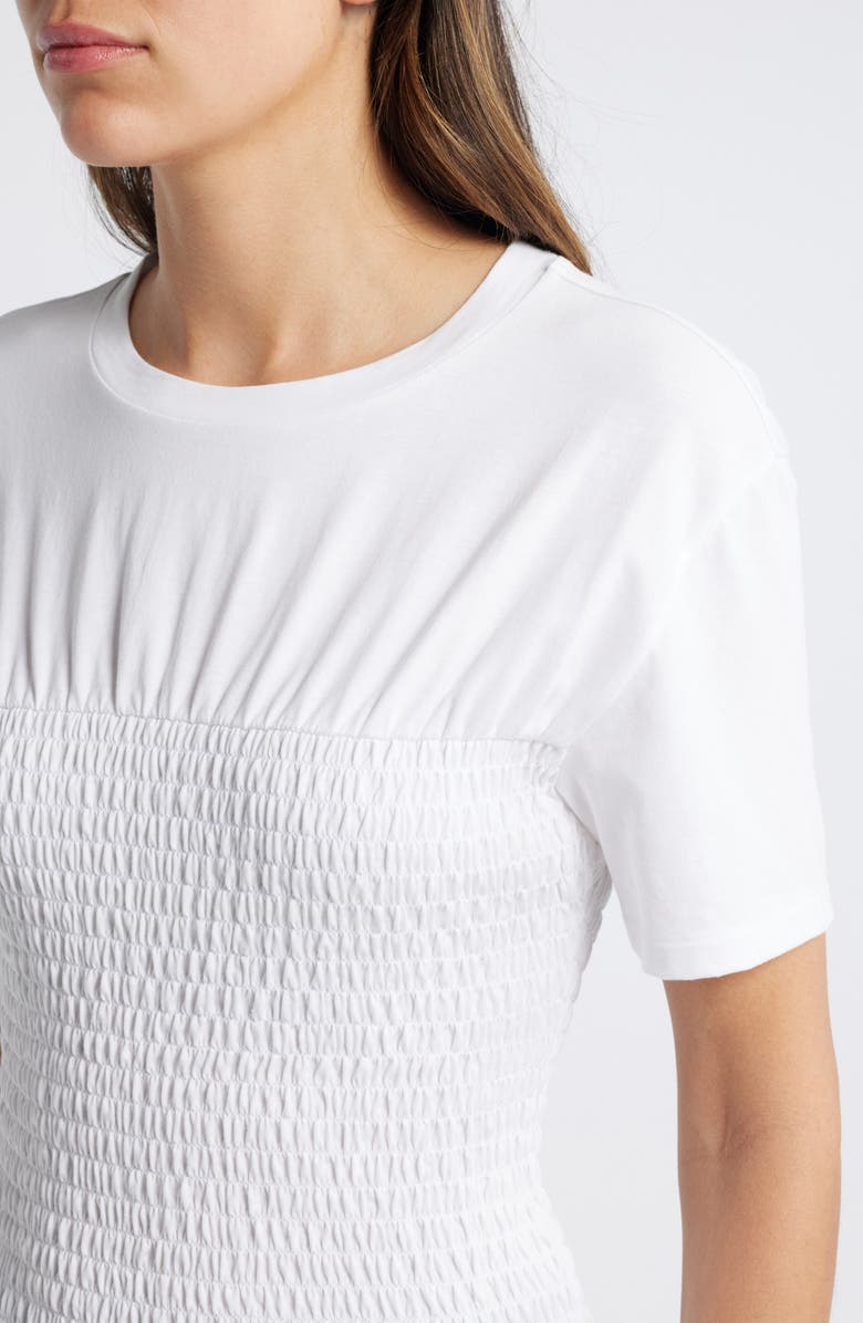 rag & bone Smocked Cotton Top, Alternate, color, White
