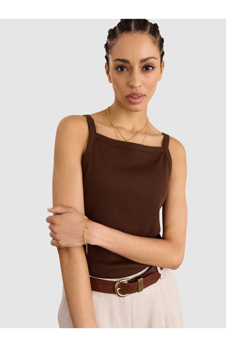 Baukjen Cecilia Organic Cotton Rib Tank, Main, color, Dark Chocolate