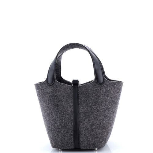 Pre-owned Hermes Hermes Picotin Lock Bag Felt With Leather Pm In Gray