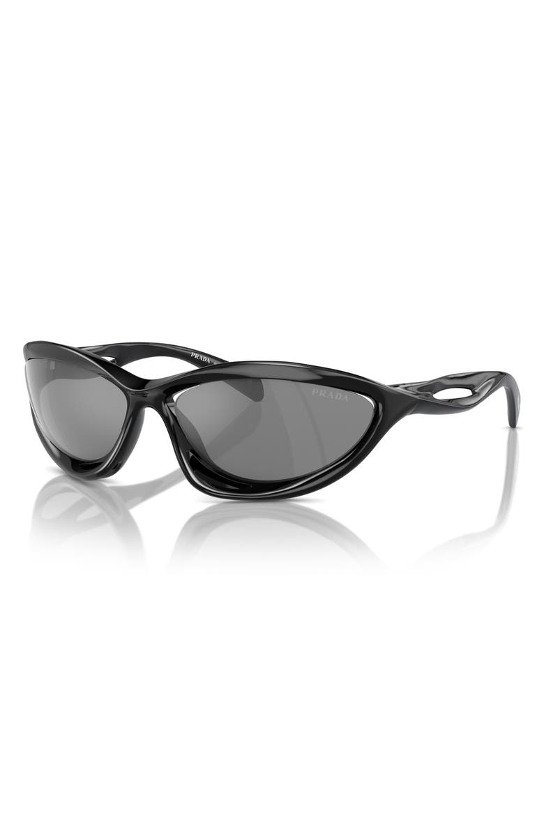 Prada 63mm Oversize Cat Eye Sunglasses, Alternate, color, Black
