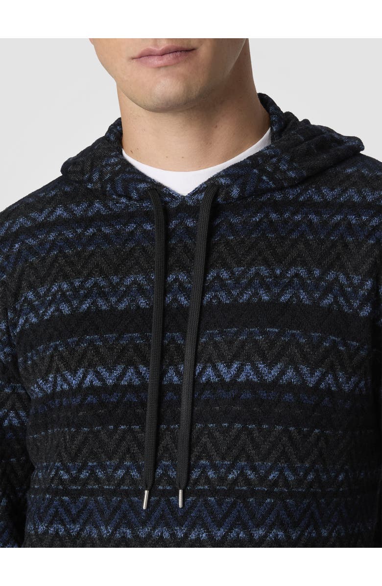 Missoni Hooded Sweater In Wool Blend With Zigzag Pattern, Alternate, color, Black & Blue