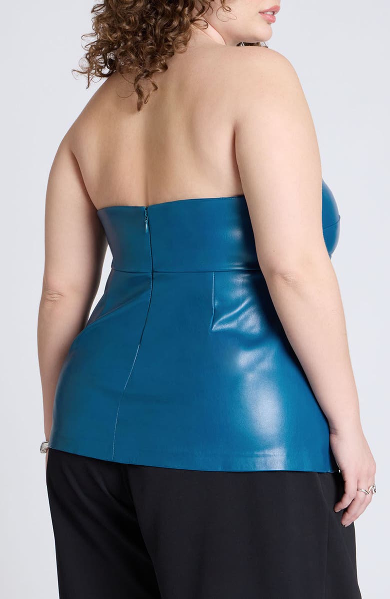 ELOQUII Strapless Faux Leather Top, Alternate, color, 