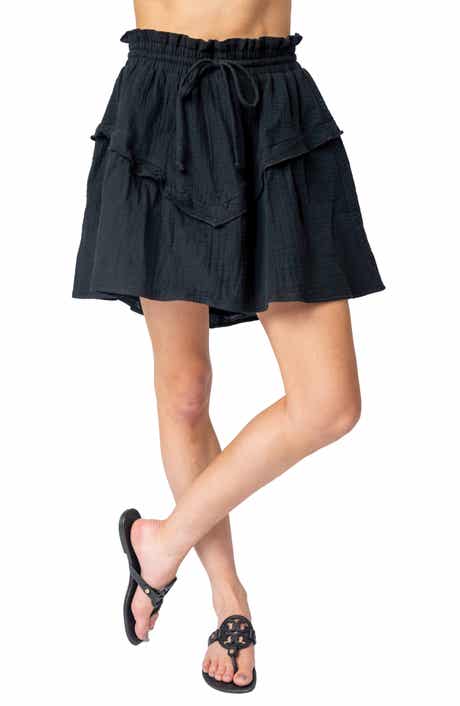 GIBSONLOOK Ruffle Cotton Gauze Drawstring Skirt