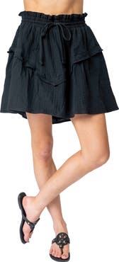 GIBSONLOOK Ruffle Cotton Gauze Drawstring Skirt