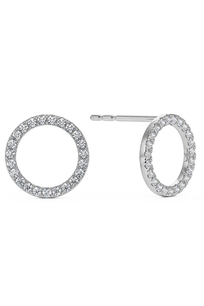 1/4Ct Circle Diamond Earrings in White, Yellow, or Gold Lab Grown, Alternate, color, 10k White Gold