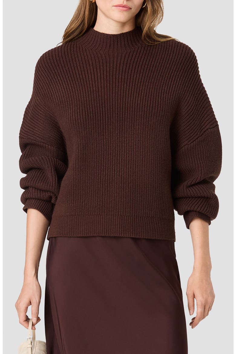 Babysoft Mock Neck Ribbed Sweater, Main, color, COCOA BROWN
