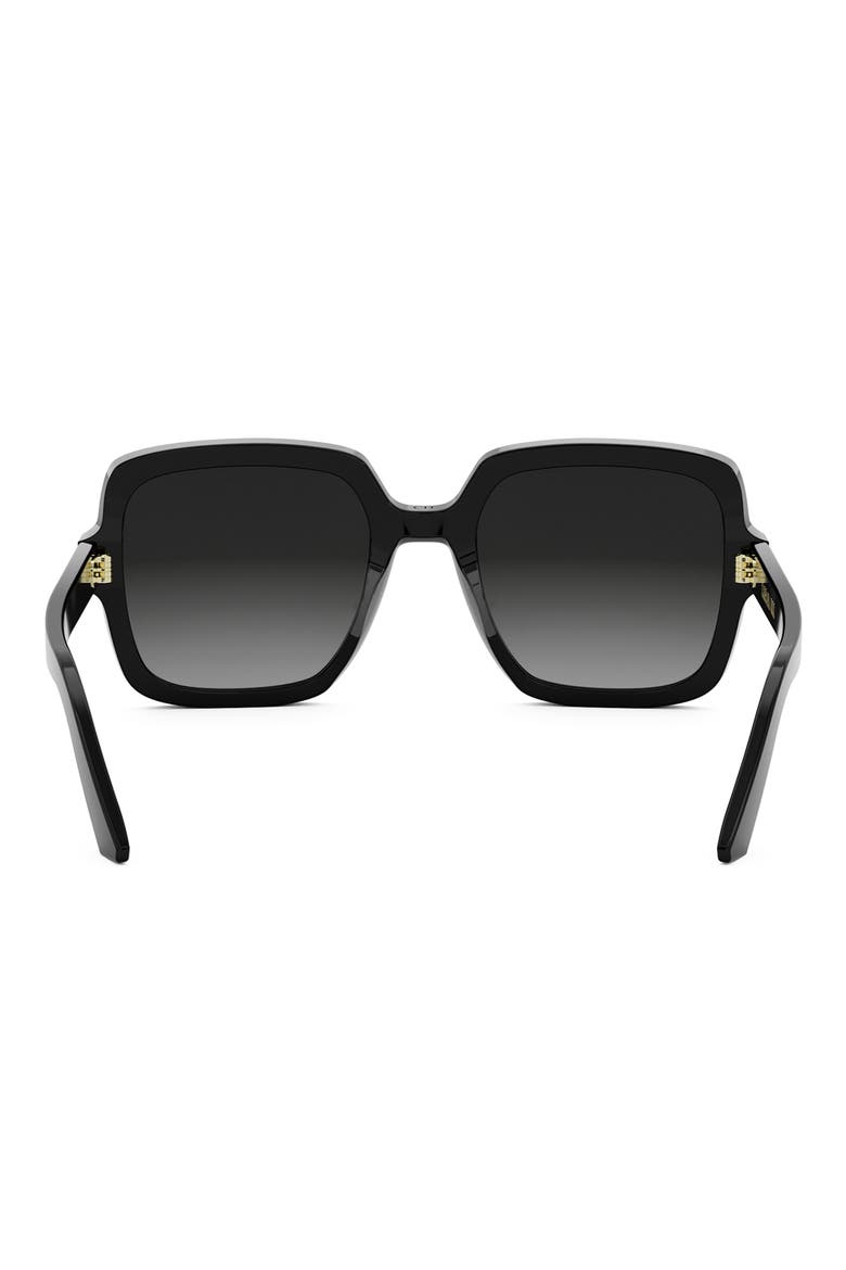 'DiorMidnight S4I 54mm Square Sunglasses, Alternate, color, SHINY BLACK / GRADIENT SMOKE