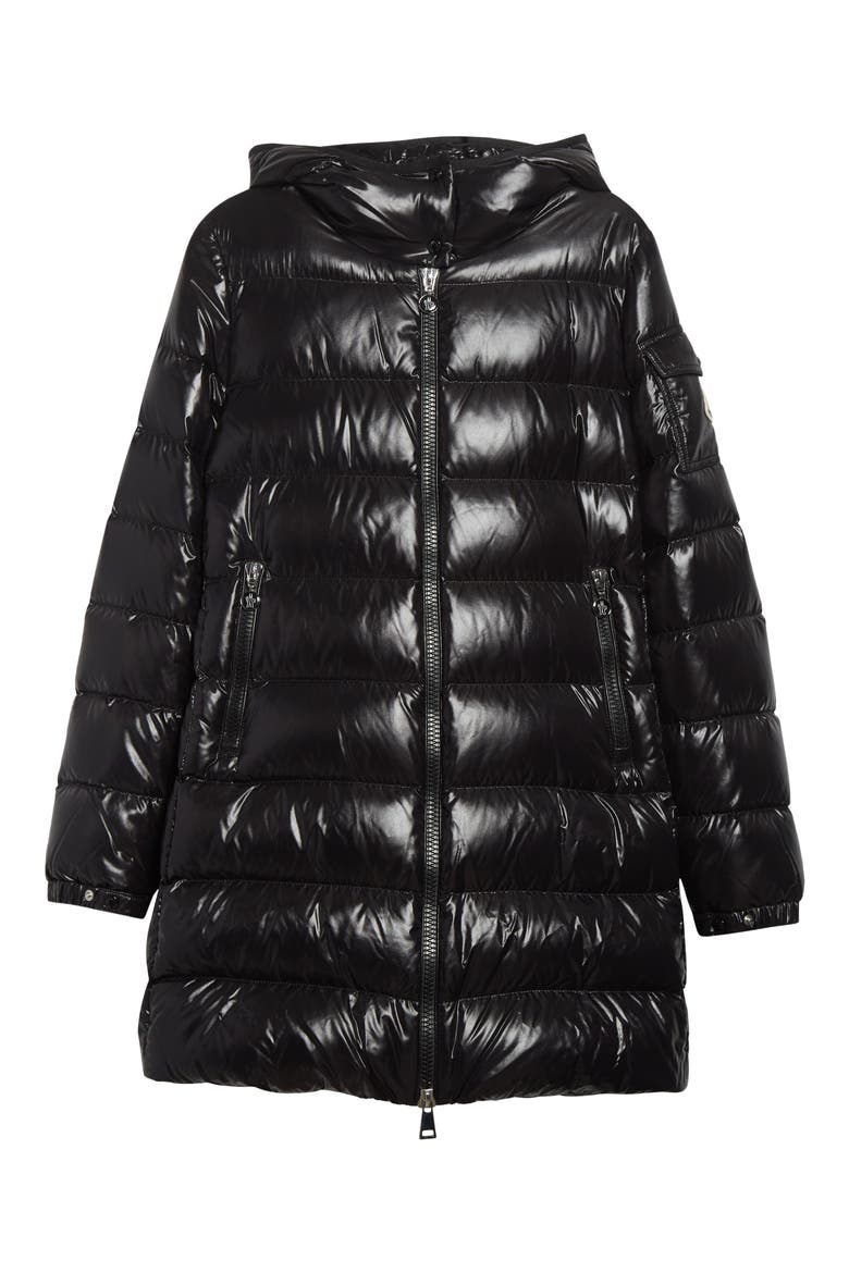 Courcelles Down Hooded Coat, Alternate, color, BLACK