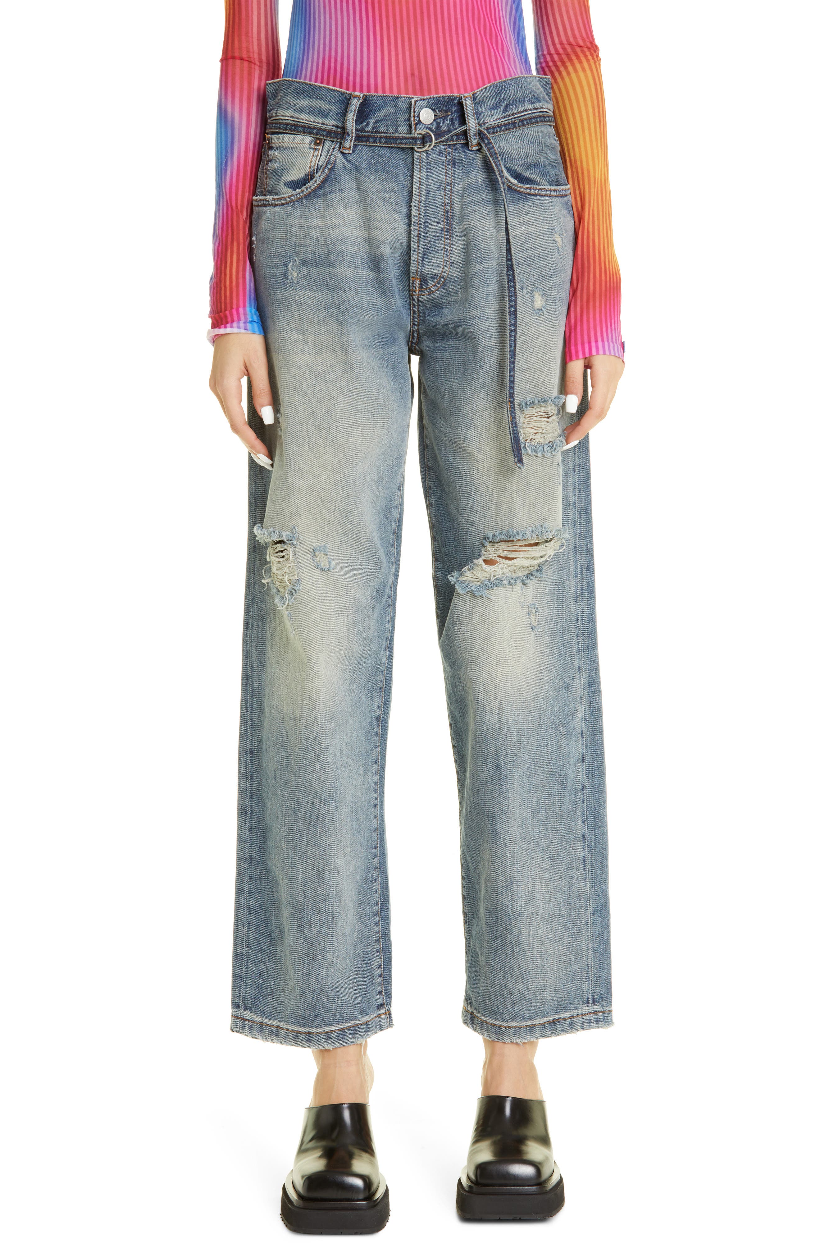 Acne Studios 1991 Toj Detroit Ripped Loose Fit Jeans (Women