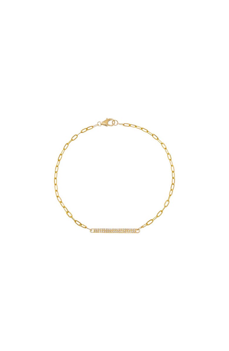 BY ADINA EDEN Diamond Pave Double Row Bar Paperclip Bracelet 14K, Main, color, 