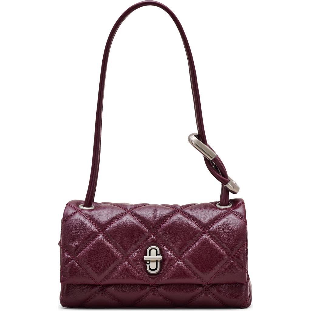 Marc Jacobs The Mini Dual Chain Diamond Quilted Leather Shoulder Bag In Purple