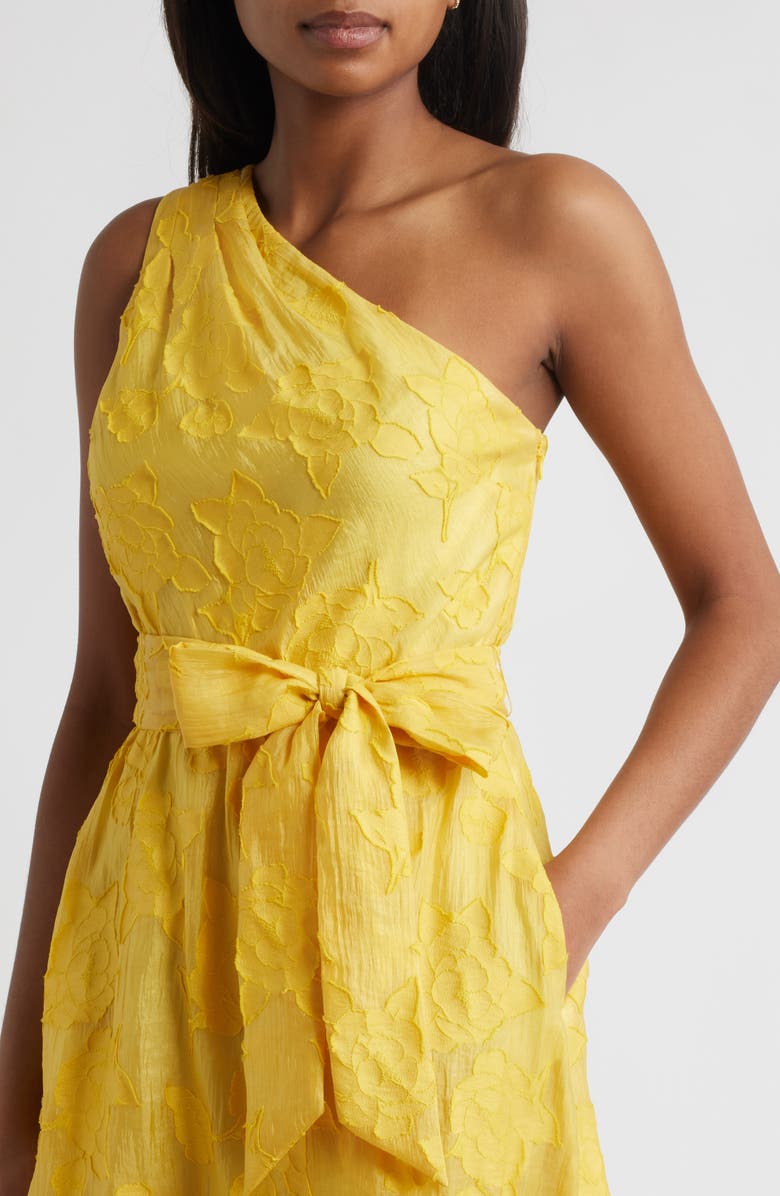 Anne Klein Floral Embroidered One-Shoulder Midi Dress, Alternate, color, 