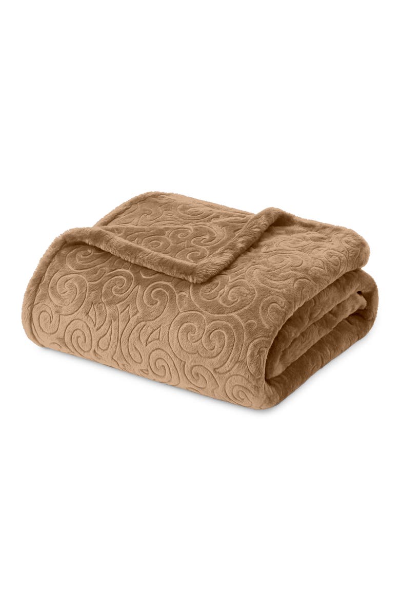 Contemporary Embossed Eiffel Tower Throw Blanket, Main, color, TAUPE