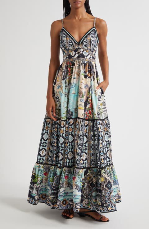 Folk Afloat Tiered Organic Cotton Maxi Sundress