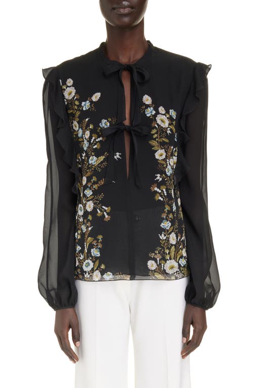 Giambattista Valli Floral Silk Georgette Blouse In Black