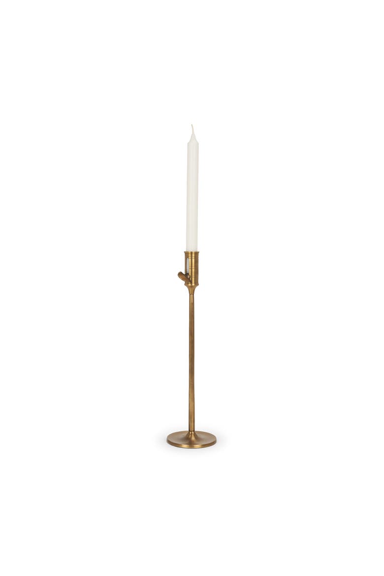 Chantria Solid Adjustable Taper Candle Holder, Main, color, Antiqued Brass