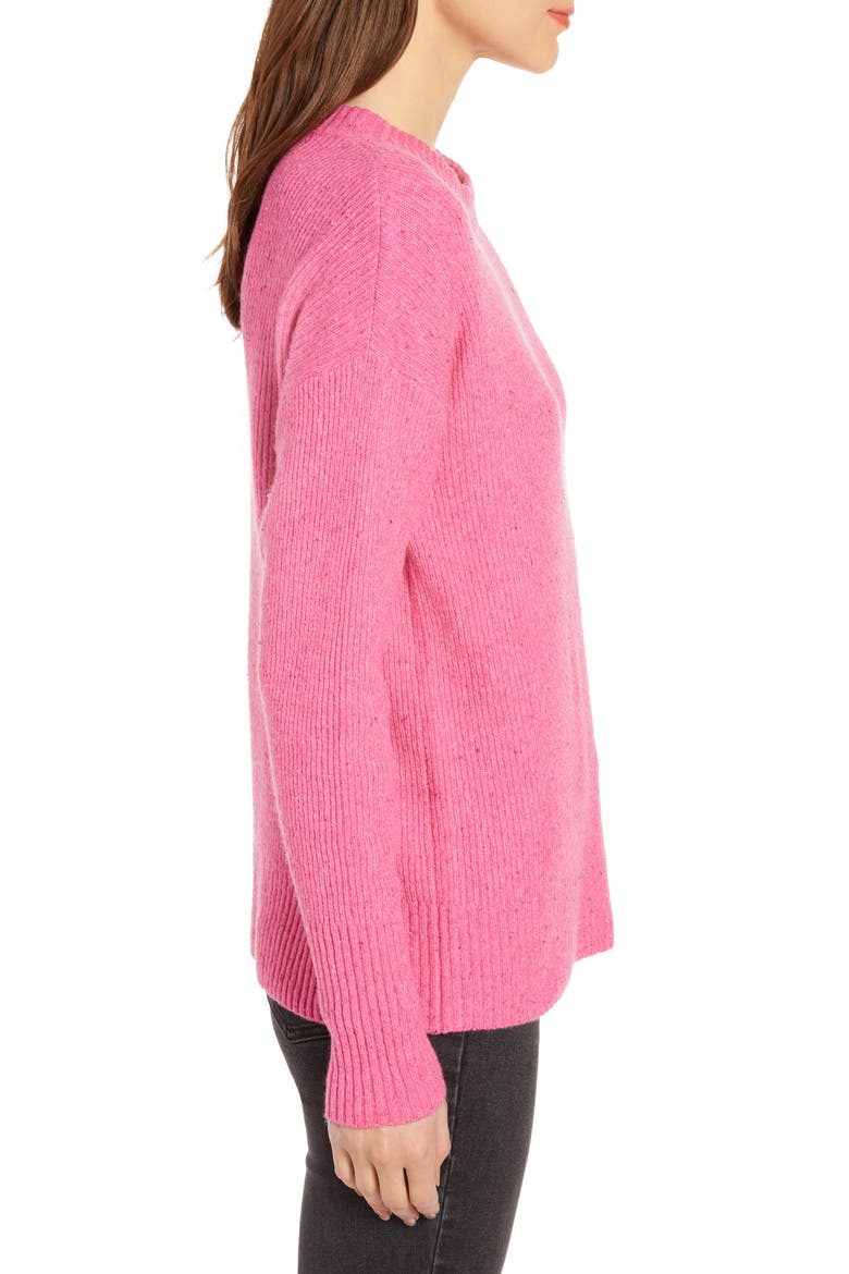 Flecked Crewneck Sweater (Nordstrom Exclusive), Alternate, color, PINK SHOCK