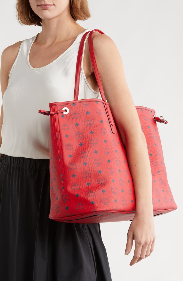 MCM Large Liz Reversible Shopper, Alternate, color, Candy Red
