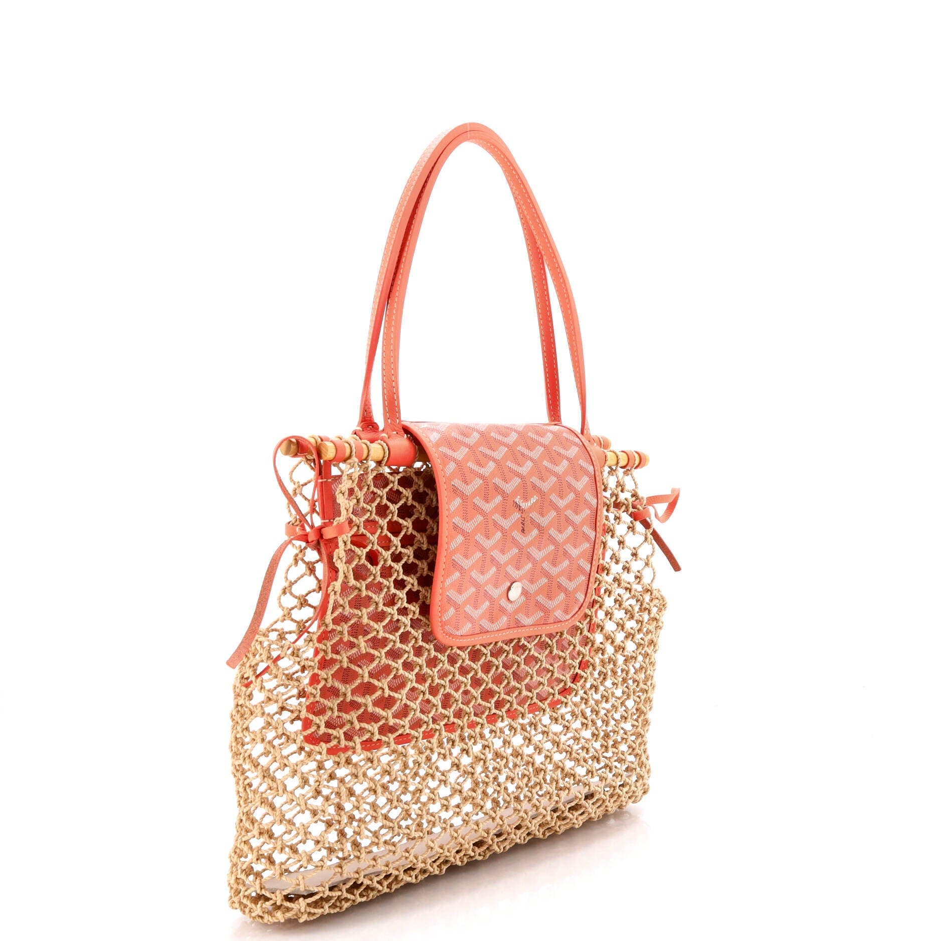 Pre-Owned Goyard Aligre Bag Raffia Net with Coated Canvas, Alternate, color, 