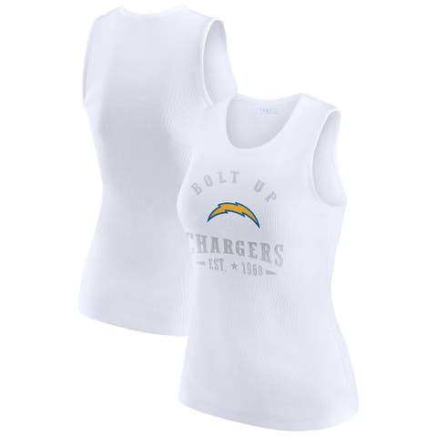 Women's WEAR by Erin Andrews  White Los Angeles Chargers Ribbed Graphic Tank Top